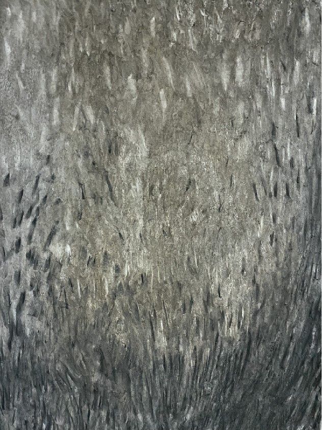 Triángulo Negro 2 de Virginia Chouhy  Restos de quema sobre cartulina  100 x 70 cm. 2021